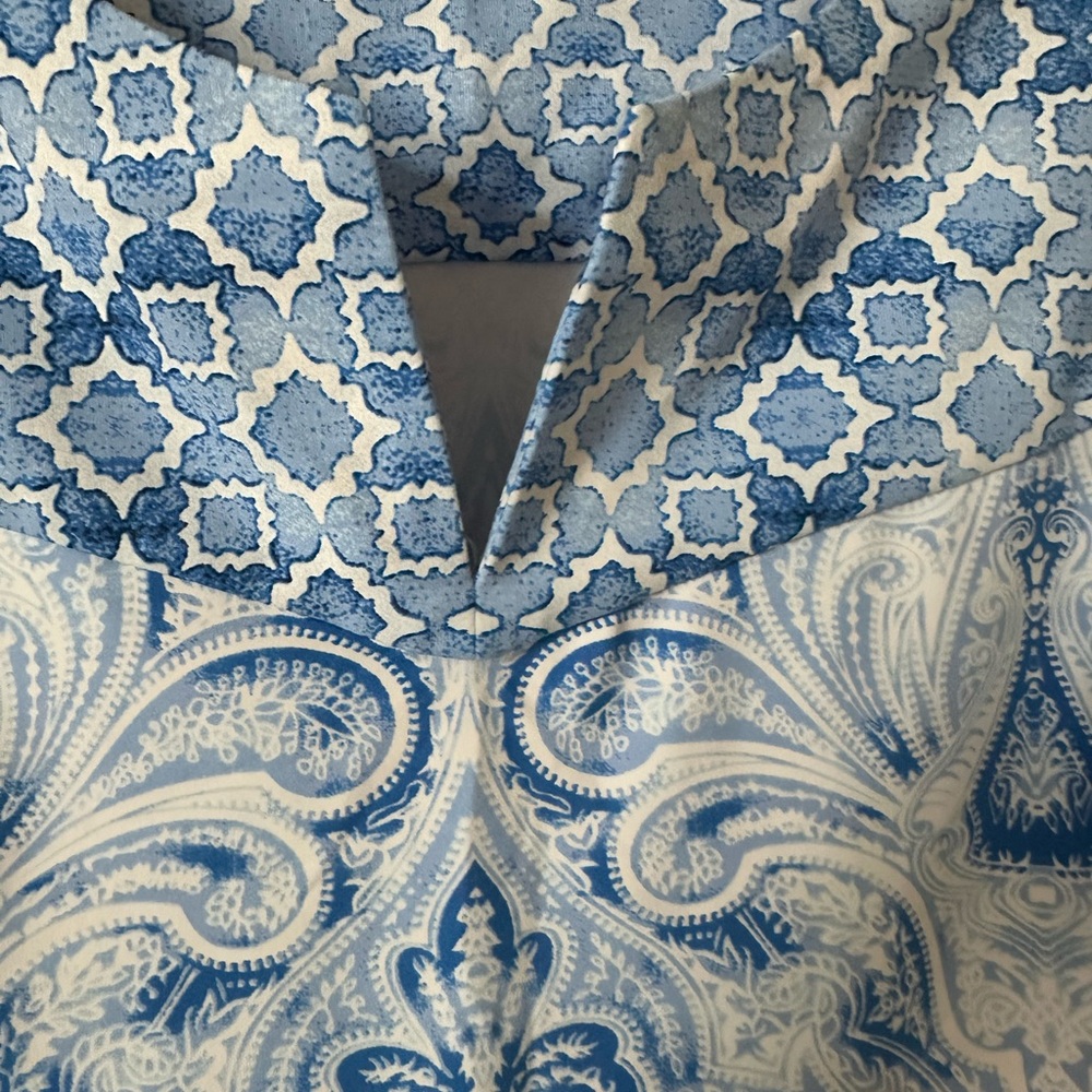 J. McLaughlin Blue and White Pattern Dress (M)